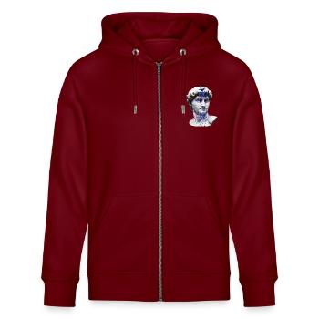 Classic neon cybernetic bust - Stanley/Stella CULTIVATOR  Unisex Organic Hooded Jacket - burgundy - Front - Nico (186cm) & Anna (173cm)