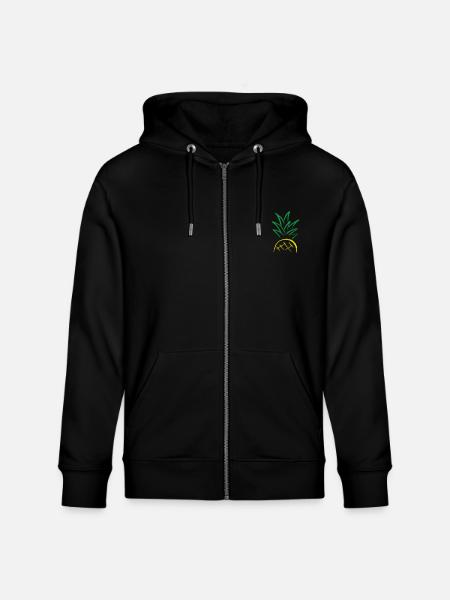 Pineapple Sketch – Fresh Fruit Graphic - Stanley/Stella CULTIVATOR Unisex Organic Hooded Jacket - black