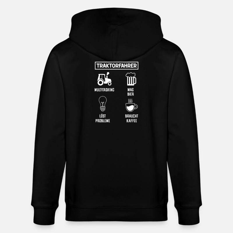 Traktorfahrer Kaffee Bier Multitasking - Stanley/Stella Unisex Bio-Kapuzenjacke CULTIVATOR - Schwarz