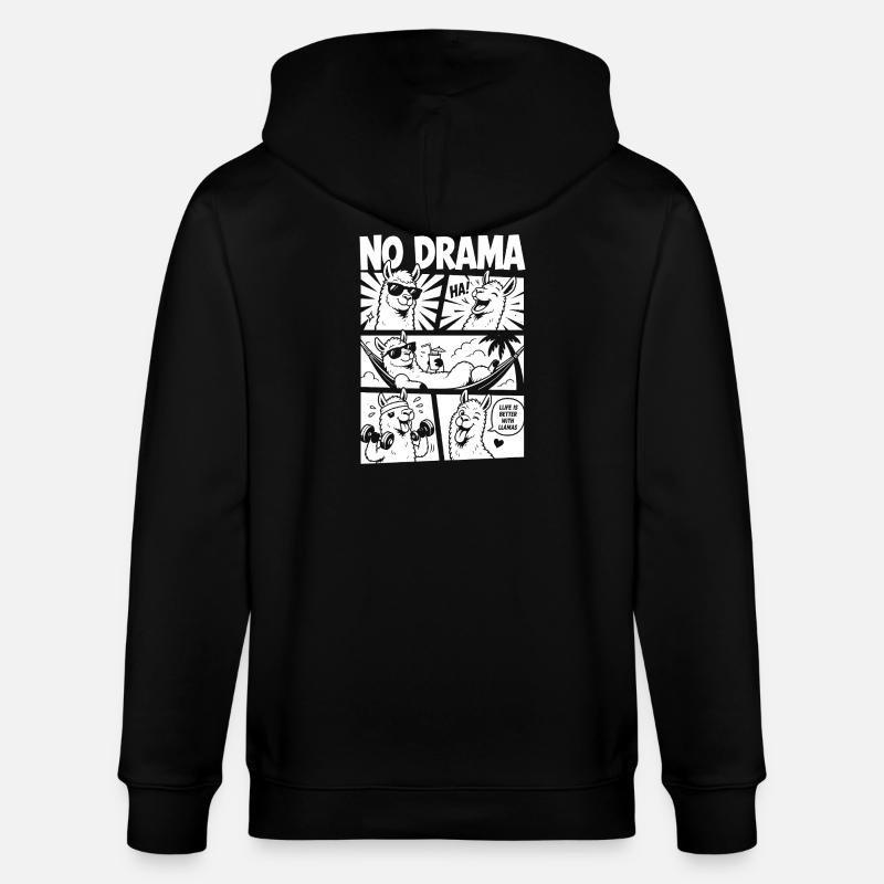 No Drama Llama Comic Design - Veste à capuche bio CULTIVATOR Stanley/Stella Unisexe - noir