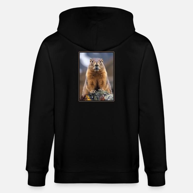 Murmeltiere Murmeltier - Stanley/Stella Unisex Bio-Kapuzenjacke CULTIVATOR  - Schwarz