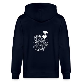 Brot Backen mit Sauerteig und Liebe - Stanley/Stella Unisex Bio-Kapuzenjacke CULTIVATOR  - Navy - Hinten - Anna (173cm)