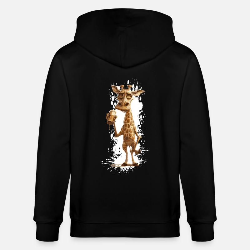 Girafe Bière Drôle - Veste à capuche bio CULTIVATOR Stanley/Stella Unisexe - noir