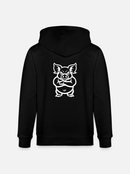 pig animal - Stanley/Stella CULTIVATOR  Unisex Organic Hooded Jacket - black