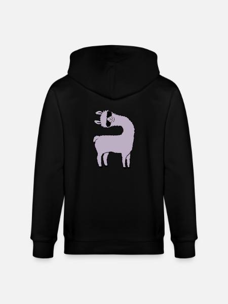 Lama looks crooked - Stanley/Stella CULTIVATOR Unisex Organic Hooded Jacket - black