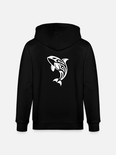 Jumping Orca Tattoo Style - Stanley/Stella CULTIVATOR  Unisex Organic Hooded Jacket - black