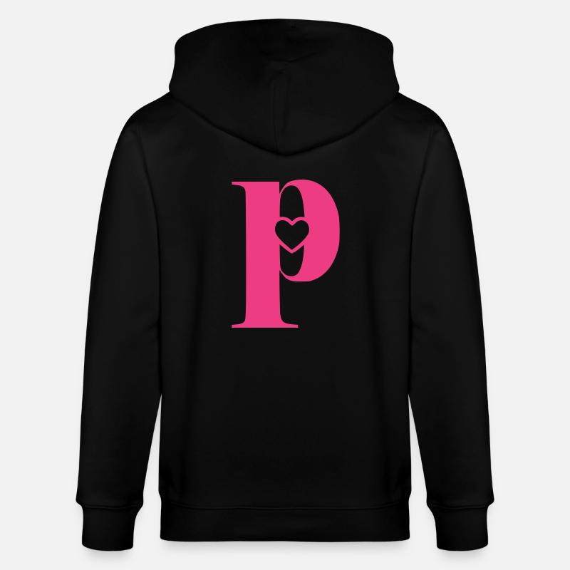 Buchstabe p Anfangsbuchstabe mit Herz - Stanley/Stella Unisex Bio-Kapuzenjacke CULTIVATOR  - Schwarz