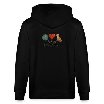 Leben Liebe Tiere - Stanley/Stella Unisex Bio-Kapuzenjacke CULTIVATOR  - Schwarz - Hinten - Anna (173cm)