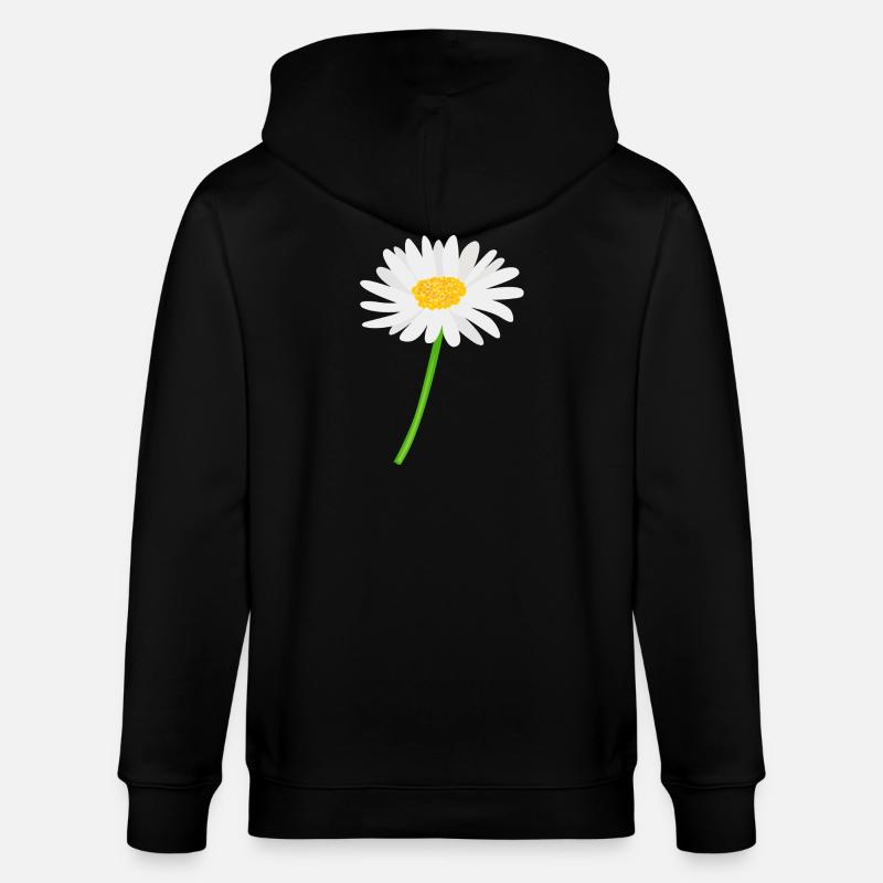 Blume Gänseblümchen mit Stiel - Stanley/Stella Unisex Bio-Kapuzenjacke CULTIVATOR  - Schwarz