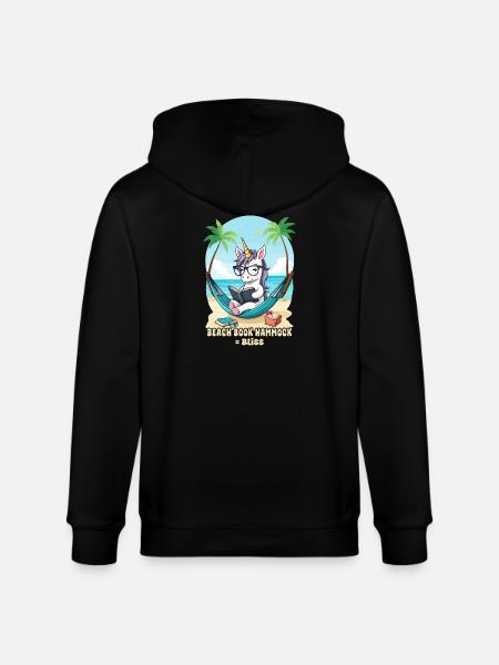 Einhorn mit Buch - Stanley/Stella Unisex Bio-Kapuzenjacke CULTIVATOR  - Schwarz