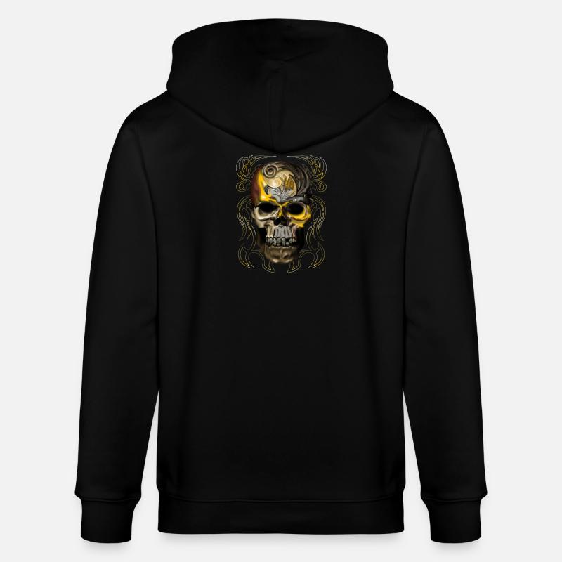 Ornement de crâne doré - Veste à capuche bio CULTIVATOR Stanley/Stella Unisexe - noir