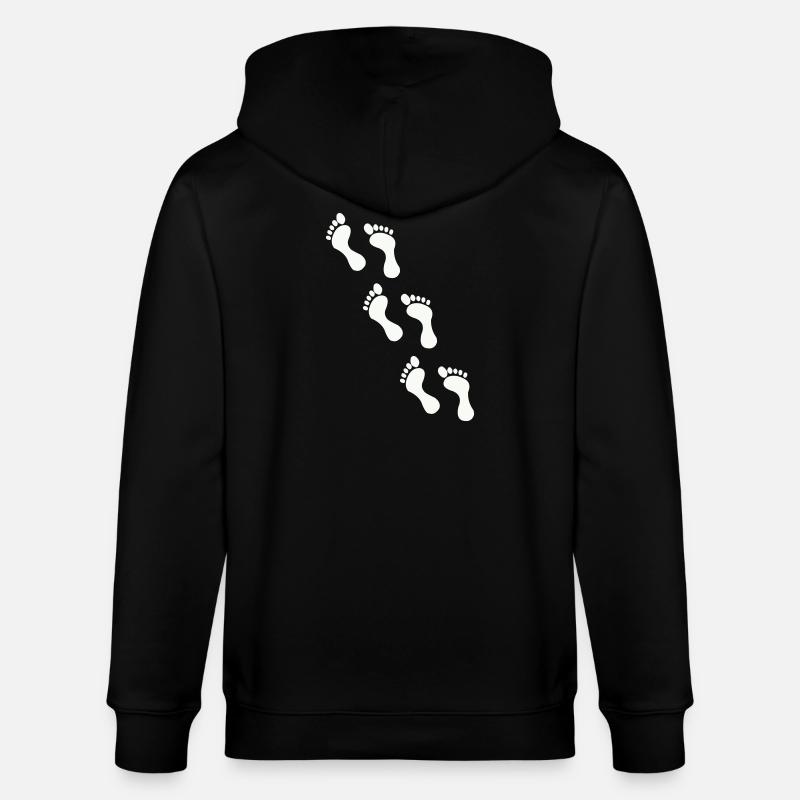 Small footprints on black - Stanley/Stella CULTIVATOR  Unisex Organic Hooded Jacket - black