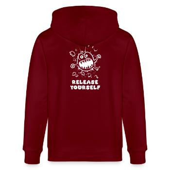 Libérez-vous - Veste à capuche bio CULTIVATOR Stanley/Stella Unisexe - bordeaux - Dos - Anna (173cm)