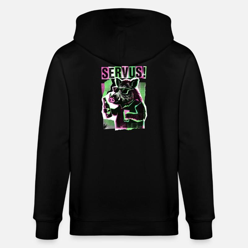 Servus Wildschwein Bier - Stanley/Stella Unisex Bio-Kapuzenjacke CULTIVATOR - Schwarz