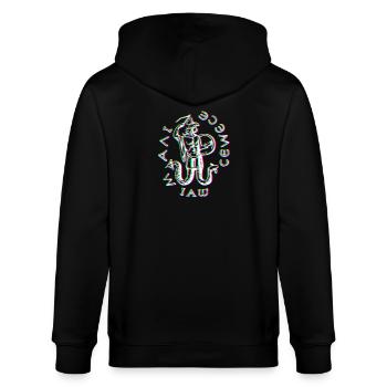 Glitched Abraxas symbol - Stanley/Stella CULTIVATOR  Unisex Organic Hooded Jacket - black - Back - Anna (173cm)