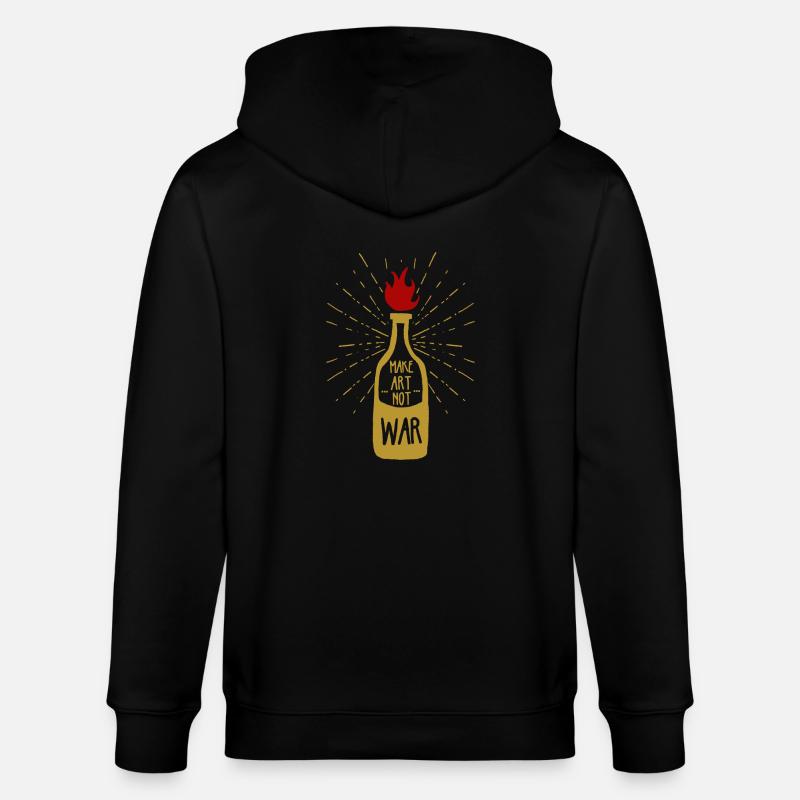 Make art not war - Stanley/Stella CULTIVATOR Unisex Organic Hooded Jacket - black