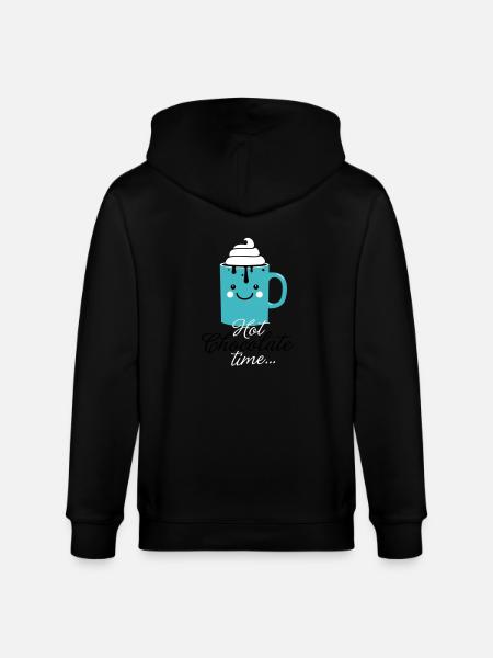 Funny cute mug with i love hot chocolate with - Stanley/Stella CULTIVATOR  Unisex Organic Hooded Jacket - black