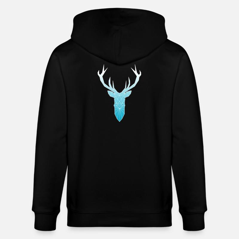 Hirschkopf im Triangel-Design (hellblau) - Stanley/Stella Unisex Bio-Kapuzenjacke CULTIVATOR  - Schwarz