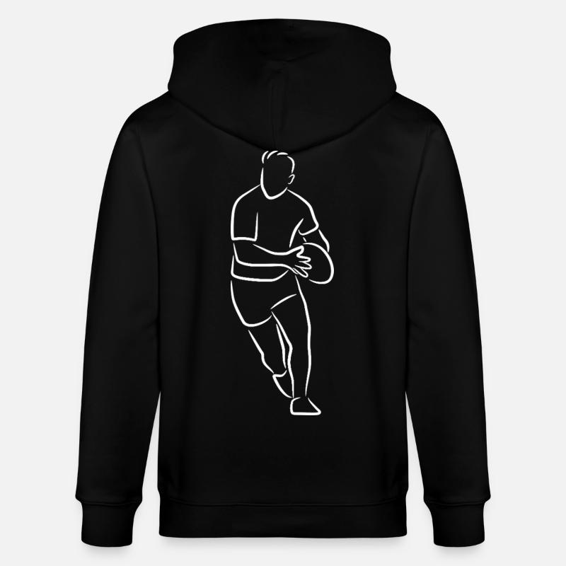 Rugby Drawing - Stanley/Stella CULTIVATOR  Unisex Organic Hooded Jacket - black