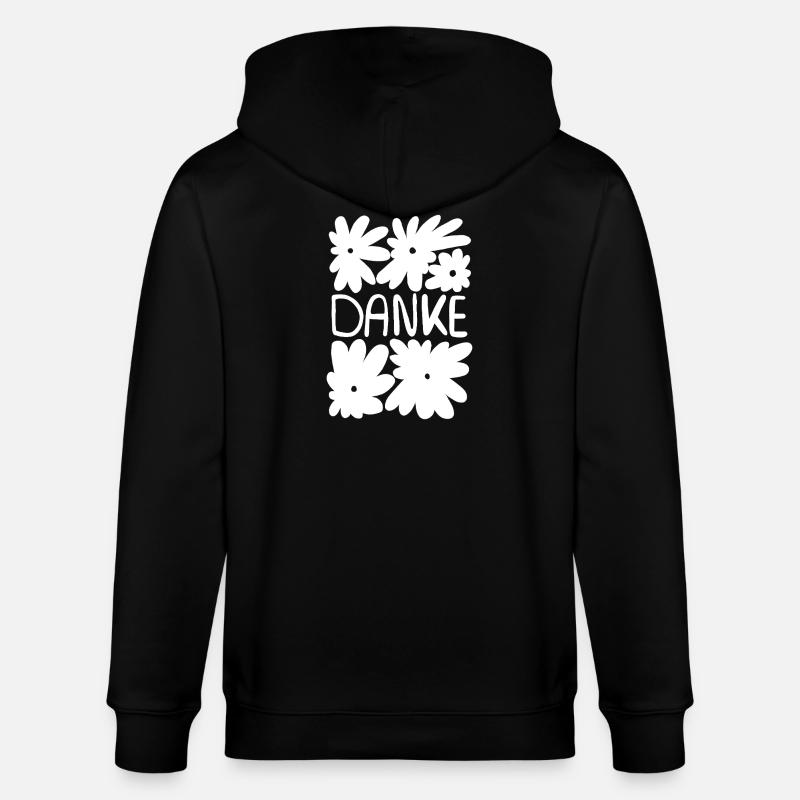 Danke - weiße Blumen - Stanley/Stella Unisex Bio-Kapuzenjacke CULTIVATOR  - Schwarz