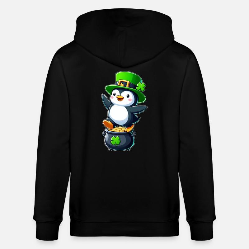 Saint-Patrick Pingouin Cylindre Trèfle - Veste à capuche bio CULTIVATOR Stanley/Stella Unisexe - noir