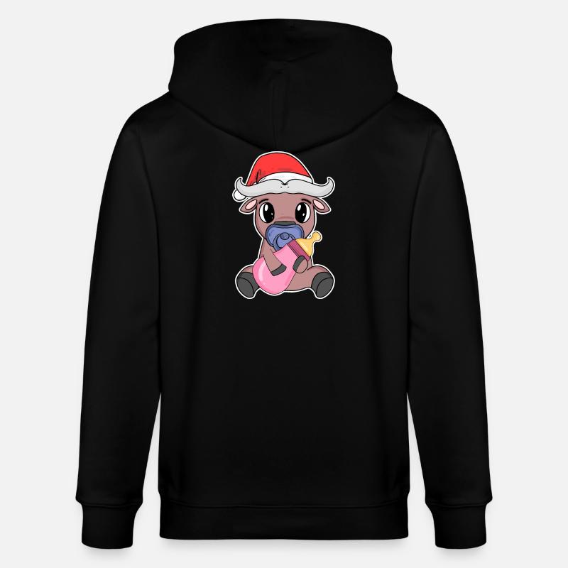 Bœuf bébé Noël - Veste à capuche bio CULTIVATOR Stanley/Stella Unisexe - noir
