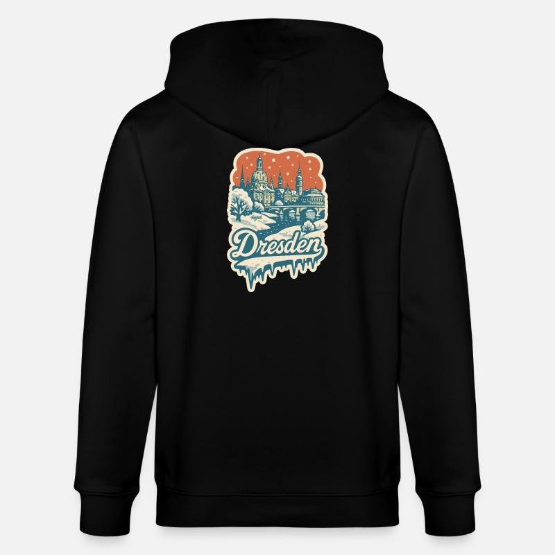 Dresden im verschneiten Winterzauber - Stanley/Stella Unisex Bio-Kapuzenjacke CULTIVATOR  - Schwarz