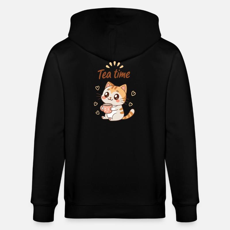 Mignon Chat Tea Time Douceur Cozy - Veste à capuche bio CULTIVATOR Stanley/Stella Unisexe - noir