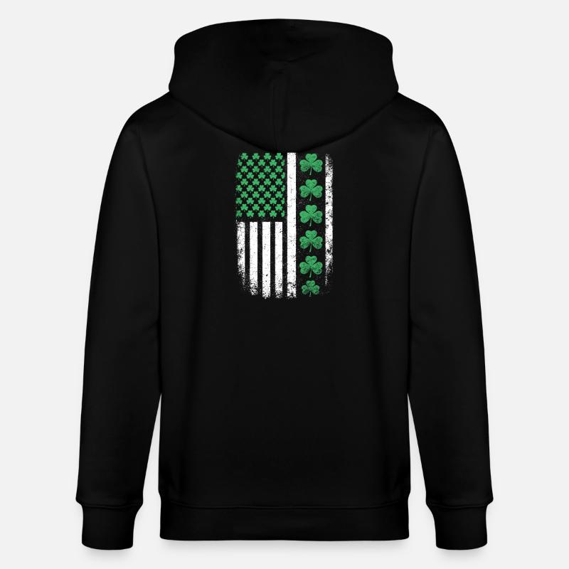 Drapeau américain du Trèfle Saint-Patrick - Veste à capuche bio CULTIVATOR Stanley/Stella Unisexe - noir