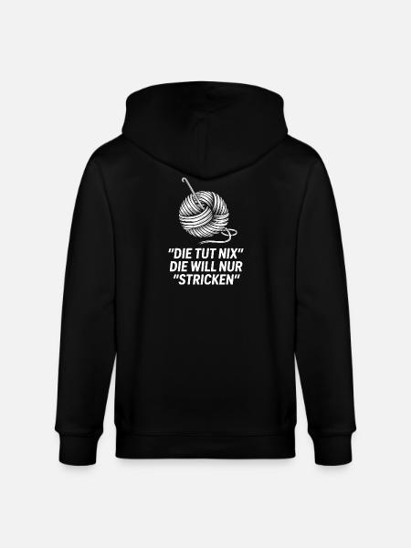 Die will nur stricken – Spruchmotiv - Stanley/Stella Unisex Bio-Kapuzenjacke CULTIVATOR - Schwarz