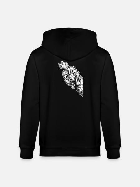 Funny peeking chicken - Stanley/Stella CULTIVATOR Unisex Organic Hooded Jacket - black