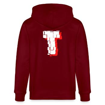 Carreaux blanc rouge t - Veste à capuche bio CULTIVATOR Stanley/Stella Unisexe - bordeaux - Dos - Anna (173cm)