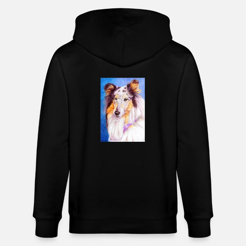 Collie BlueMerle autocollant - Veste à capuche bio CULTIVATOR Stanley/Stella Unisexe - noir