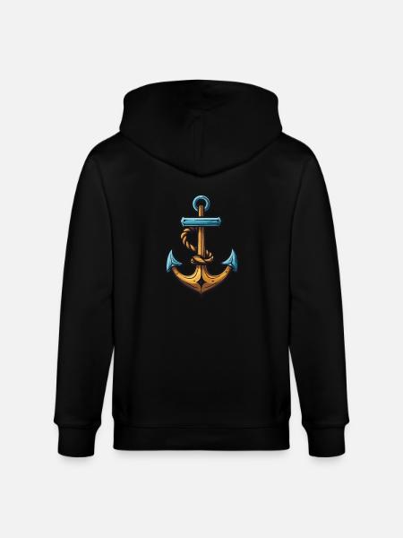 Anchor Symbol Harbour - Stanley/Stella CULTIVATOR  Unisex Organic Hooded Jacket - black