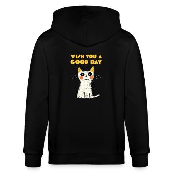 Wish you a good day, Cat - Stanley/Stella CULTIVATOR  Unisex Organic Hooded Jacket - black - Back - Anna (173cm)