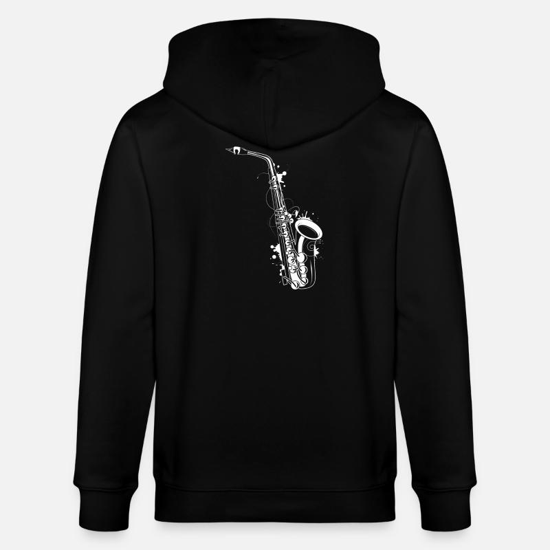 weißes Saxophon Graffiti - Stanley/Stella Unisex Bio-Kapuzenjacke CULTIVATOR - Schwarz