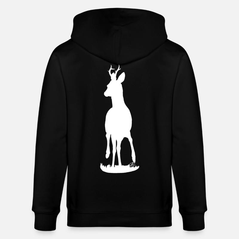 stolzer Rehbock (weiß) - Stanley/Stella Unisex Bio-Kapuzenjacke CULTIVATOR - Schwarz