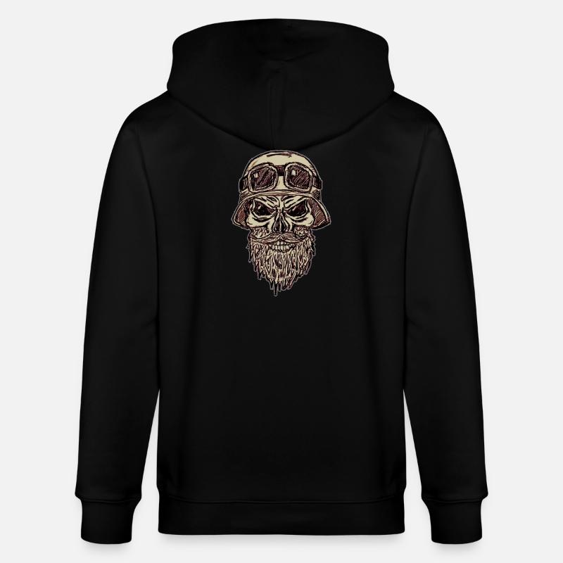 Totenschädel mit Bart und Helm - Stanley/Stella Unisex Bio-Kapuzenjacke CULTIVATOR  - Schwarz