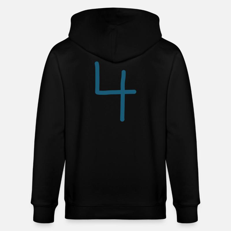 4 Nummer vier Zahl Geburtstag - Stanley/Stella Unisex Bio-Kapuzenjacke CULTIVATOR - Schwarz