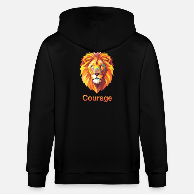 Majestätischer Löwe mit Mut-Design - Stanley/Stella Unisex Bio-Kapuzenjacke CULTIVATOR  - Schwarz