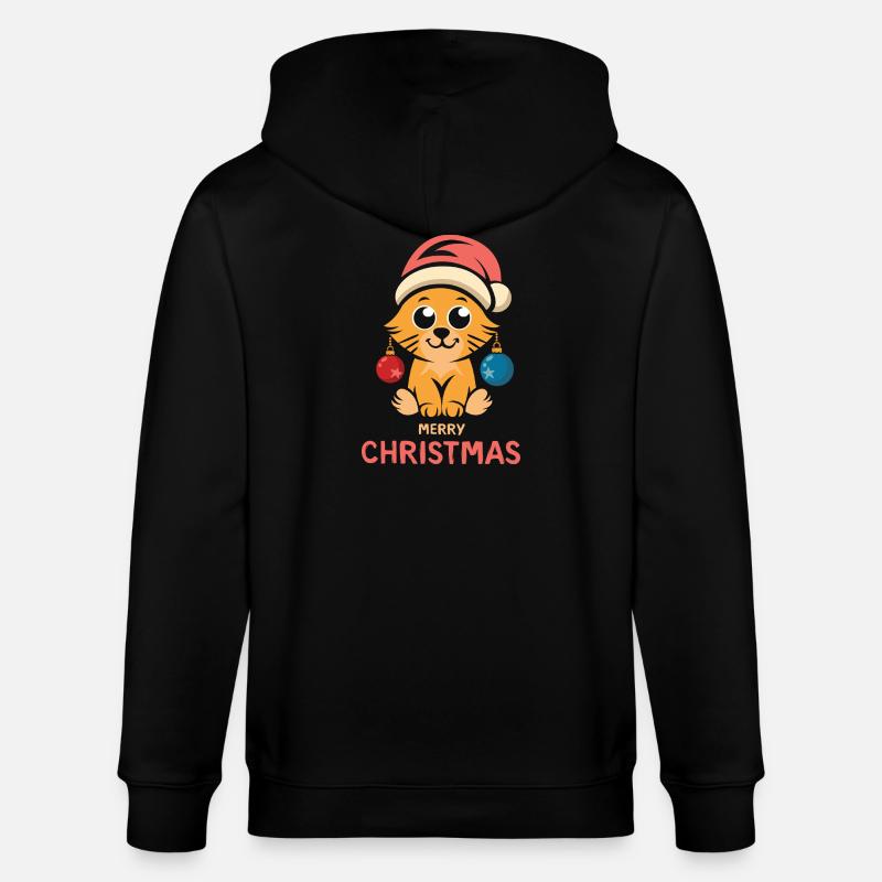 Chat de Noël Joyeux Noël - Veste à capuche bio CULTIVATOR Stanley/Stella Unisexe - noir