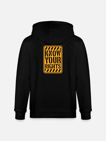 Know Your Rights Activism Justice Freedom - Stanley/Stella CULTIVATOR  Unisex Organic Hooded Jacket - black
