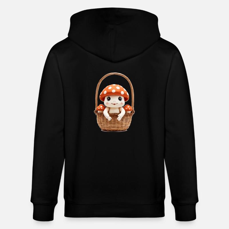 Champignon mignon dans un panier - Veste à capuche bio CULTIVATOR Stanley/Stella Unisexe - noir
