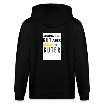 Lustiges Bildungs-design - Stanley/Stella Unisex Bio-Kapuzenjacke CULTIVATOR  - Schwarz - Hinten - Anna (173cm)