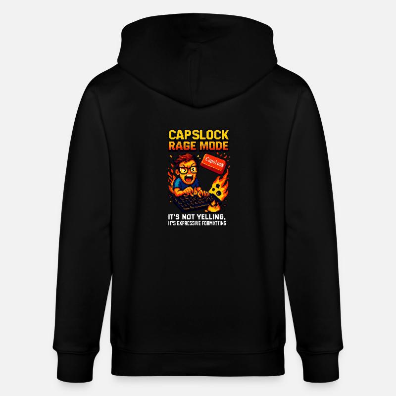 Capslock Rage Mode - Stanley/Stella CULTIVATOR  Unisex Organic Hooded Jacket - black