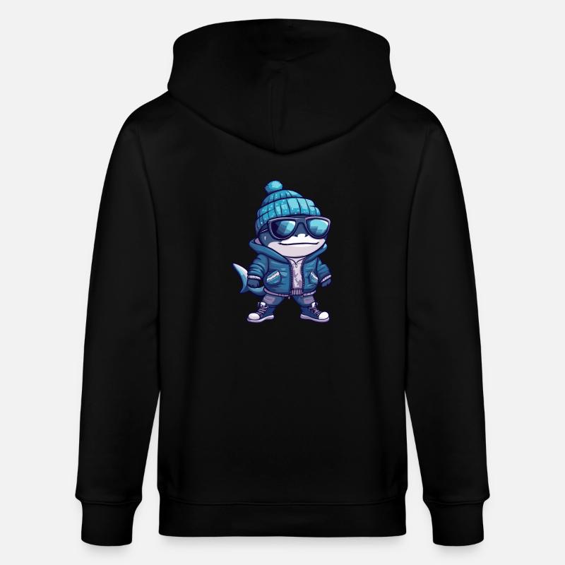 Bande dessinée d’hiver requin - Veste à capuche bio CULTIVATOR Stanley/Stella Unisexe - noir