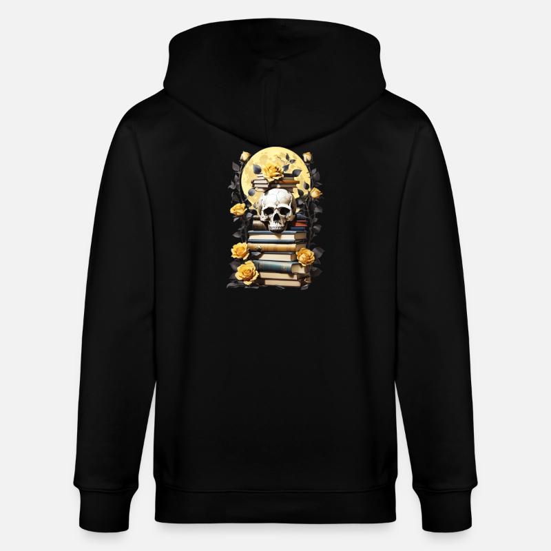 Bücherstapel mit Schädel - Stanley/Stella Unisex Bio-Kapuzenjacke CULTIVATOR - Schwarz