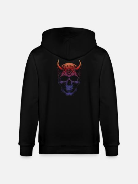 Skull with horns - Stanley/Stella CULTIVATOR  Unisex Organic Hooded Jacket - black