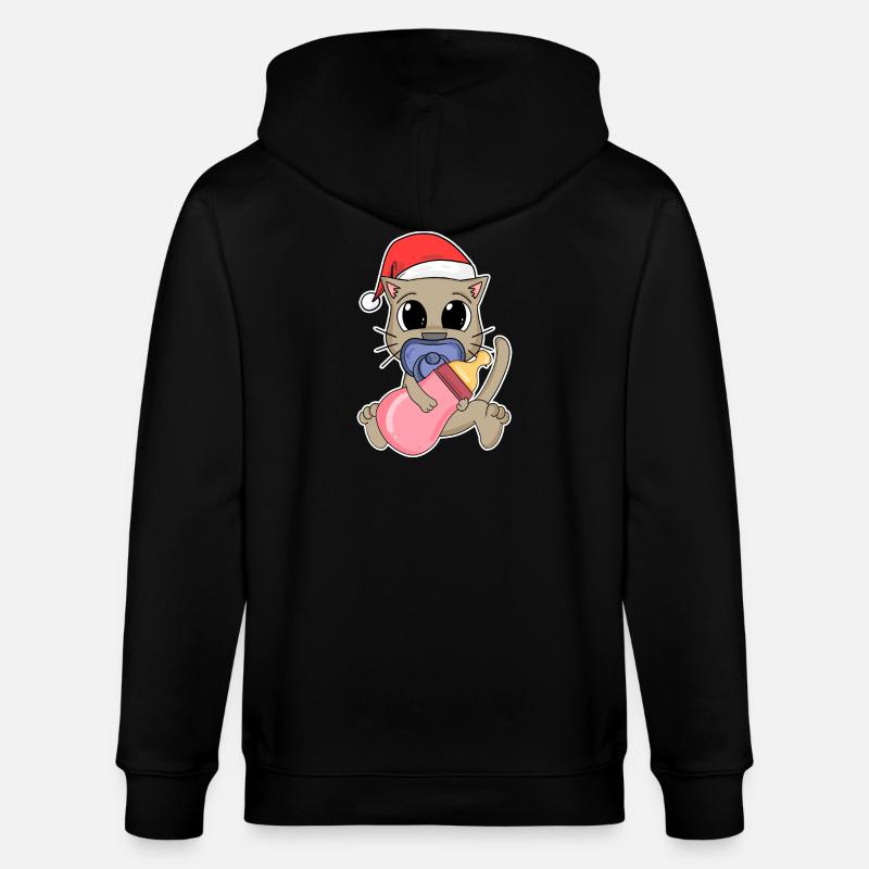 Chat Bébé Noël - Veste à capuche bio CULTIVATOR Stanley/Stella Unisexe - noir