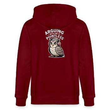Arguing With Me Is Pointless - Stanley/Stella CULTIVATOR  Unisex Organic Hooded Jacket - burgundy - Back - Anna (173cm)